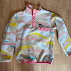 Patagonia Synchilla Fleece Pink, Tan, white Girl’s size 10, medium
